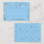 Twinkle Baby Shower Buchanfrage, blau silber Begleitkarte (Vorne/Hinten)
