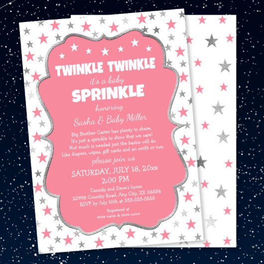 Twinkle Baby Sprinkle Mädchen Dusche Einladungen