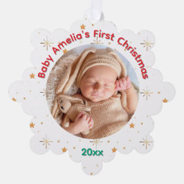 Twinkle Baby's First Christmas name and year Ornament Karte
