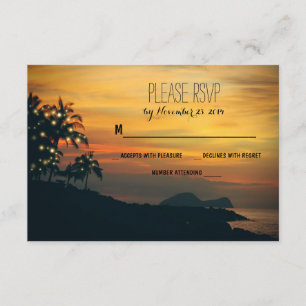 Twinkle beleuchtet Palmenstrandhochzeit RSVP Karte