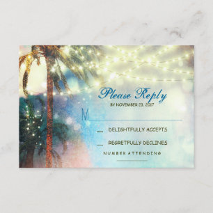 Twinkle beleuchtet Palmenstrandhochzeit UAWG-Karte RSVP Karte