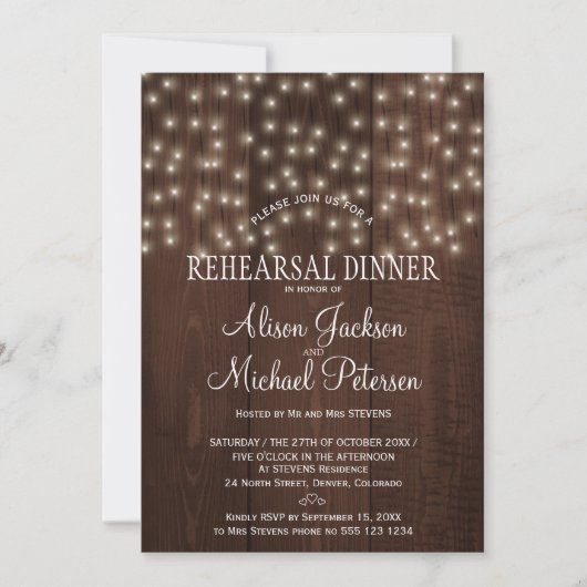 Twinkle beleuchtet rustikales einladung (Vorderseite)