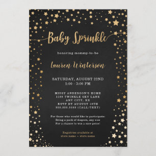 Twinkle Chalkboard Gold Star Baby Sprinkle Einladung