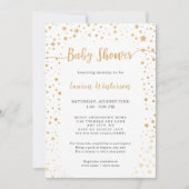 Twinkle Gold Star Kinderdusche Einladung (Vorderseite)