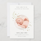 Twinkle Gold Star Moon Foto Geburtsankündigung Dankeskarte (Vorderseite)