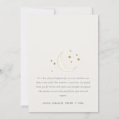 Twinkle Gold Star Moon Foto Geburtsankündigung Dankeskarte (Rückseite)