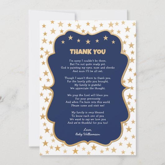 Twinkle goldene Sterne Marinesoy Danke, dass du No Einladung (Vorderseite)