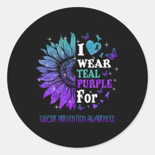 Twinkle Heart Sunflower Suicide Prevention Awarene Runder Aufkleber