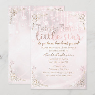 Twinkle kleine Star Pink Gold Kinderdusche Einladung