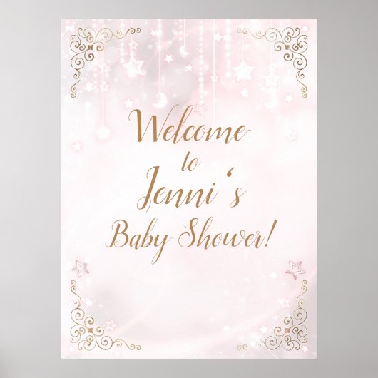 Twinkle kleine Star Rose Gold Baby Dusche Poster (Vorne)