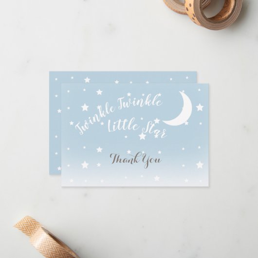 Twinkle kleine Sterne Blau Danke Notizzettel Mitteilungskarte (Vorderseite/Rückseite Beispiel)