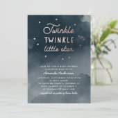 Twinkle kleiner Stern. Aquarellbrasse Babydusche Einladung (Stehend Vorderseite)