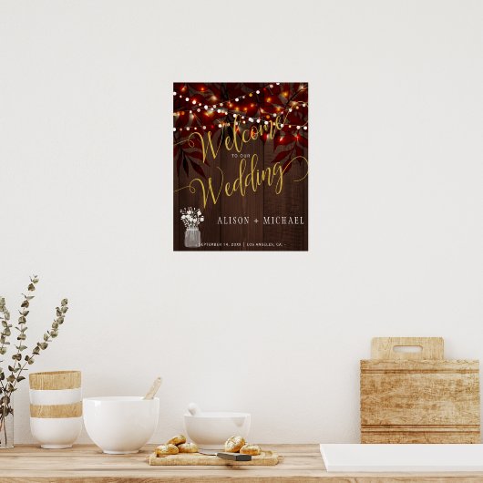 Twinkle Leuchten rustikale Hochzeit im Herbst Begr Poster (Küche)