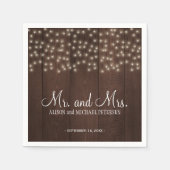 Twinkle Lichter Land rustikal mr und mrs Hochzeit Serviette (Vorderseite)