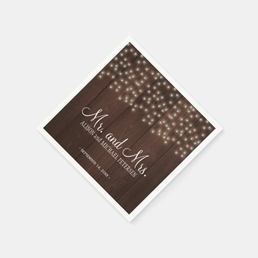 Twinkle Lichter Land rustikal mr und mrs Hochzeit Serviette (Ecke)