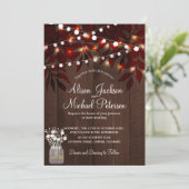 Twinkle Lichter rustikale Herbstblätter Stallenhoc Einladung (Stehend Vorderseite)