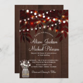 Twinkle Lichter rustikale Herbstblätter Stallenhoc Einladung (Vorne/Hinten)