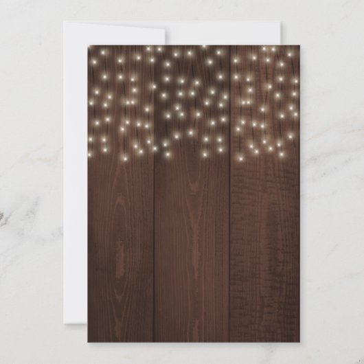 Twinkle Lichter rustikale Herbstholz Hochzeit Einladung (Rückseite)