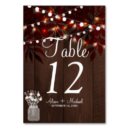 Twinkle Lichter rustikale Herbstmassage Glas Hochz Tischnummer