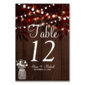 Twinkle Lichter rustikale Herbstmassage Glas Hochz Tischnummer (Rückseite)