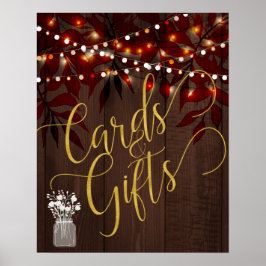 Twinkle Lichter rustikale Stallenholz Hochzeitszei Poster