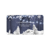 Twinkle Lichter Schneeflocken Scheunenholz rustika Adressaufkleber (Vorne)