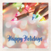 Twinkle Lights Christmas Bokeh in mehreren Farben Glasuntersetzer (Vorderseite)