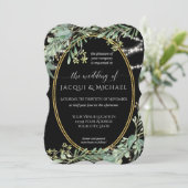 Twinkle Lights Eukalyptus Greenery Wood Watercolor Einladung (Stehend Vorderseite)