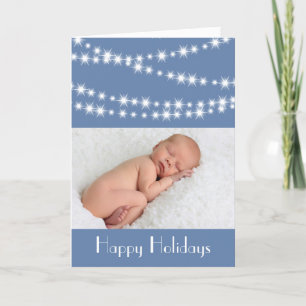 Twinkle Lights Foto-Feiertagskarte blau Feiertagskarte