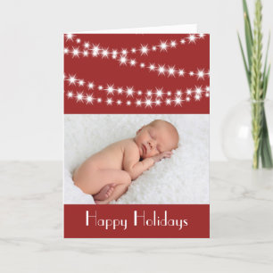 Twinkle Lights Foto Holiday Card rot Feiertagskarte