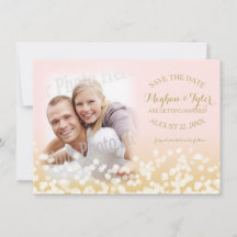 Twinkle Lights Gold und Pink Save the Date