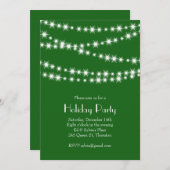 Twinkle Lights Green Holiday Party Einladung (Vorne/Hinten)