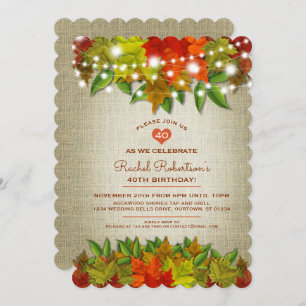 Twinkle Lights Herbst Burlap Geburtstagsparty Einladung