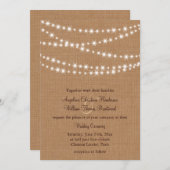 Twinkle Lights Hochzeitseinladung auf Burlap Einladung (Vorne/Hinten)