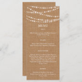 Twinkle LIghts Menu auf Burlap Menükarte (Vorne/Hinten)