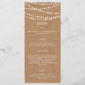 Twinkle LIghts Menu auf Burlap Menükarte (Vorderseite)