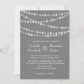 Twinkle Lights on Gray Burlap Hochzeit Einladung (Vorderseite)