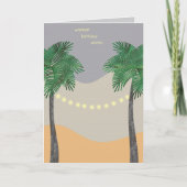 Twinkle Lights Palm Tree Birthday Card Karte (Vorderseite)