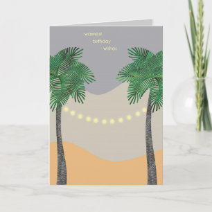 Twinkle Lights Palm Tree Birthday Card Karte