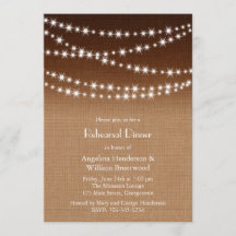 Twinkle Lights Probe Dinner am schattigen Burlap