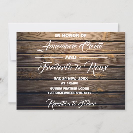 Twinkle Lights Rustic Wood Lace Save The Date (Rückseite)