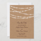 Twinkle Lights Save the Date auf Burlap (Vorderseite)