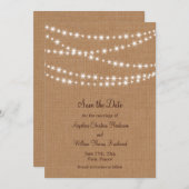 Twinkle Lights Save the Date auf Burlap (Vorne/Hinten)