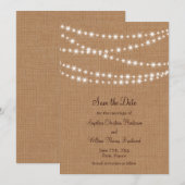 Twinkle Lights Save the Date auf Jute (Vorne/Hinten)