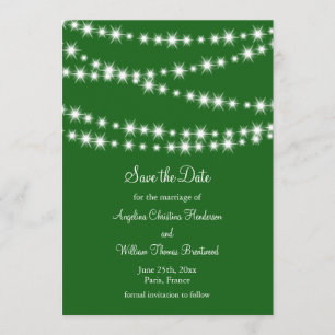 Twinkle Lights Save the Date (grün)
