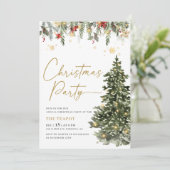 Twinkle Lights Tree Christmas Party Einladung (Stehend Vorderseite)