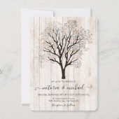 Twinkle Lights Tree mit rustikaler Holzhochzeit Einladung (Vorderseite)