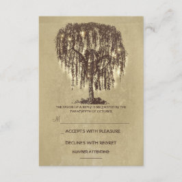 Twinkle Lights Tree Rustic Wedding RSVP Karte