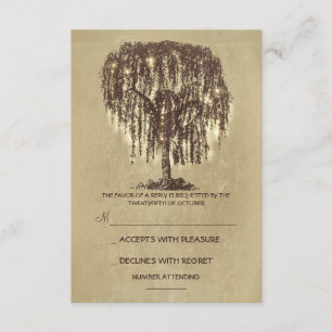 Twinkle Lights Tree Rustic Wedding RSVP Karte