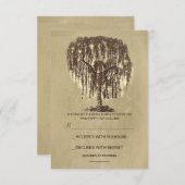 Twinkle Lights Tree Rustic Wedding RSVP Karte (Vorne/Hinten)